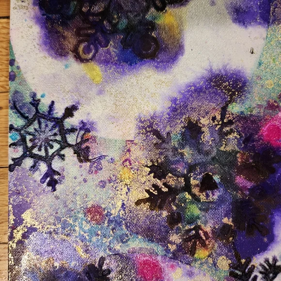 HANDCRAFTED Abstract Snowflake Colorful Painting HANDPAINTED Artwork Wall Decor